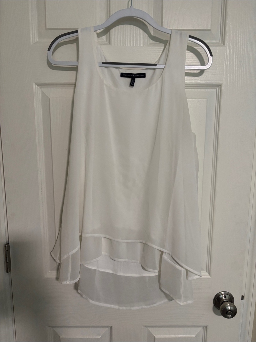 White House Black Market White Layered Chiffon Camisole